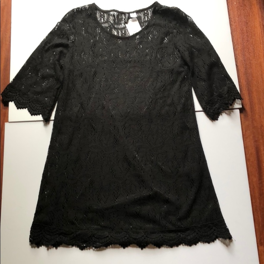 NWT Black Crochet Knit Tunic Top/Dress